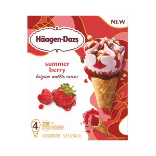 Haagen Dazs Summer Berry Belgian Waffle Cone 4ct