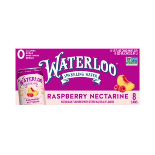 Waterloo Raspberry Nectarine Sparkling Water 12fl oz x 8ct
