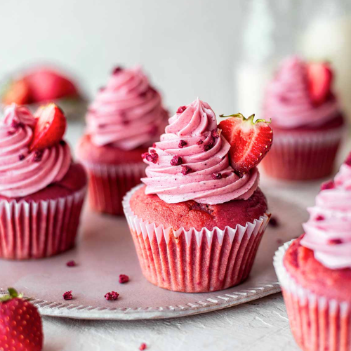 Mini Frosted Strawberry Cupcakes,  12ct