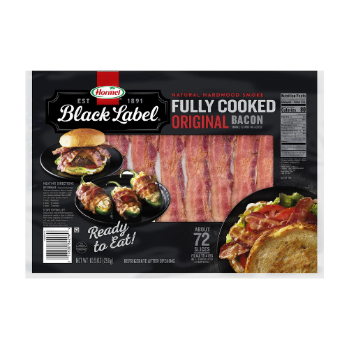 Hormel Black Label Fully Cooked Original Bacon Slices About 72 slices 10.5oz