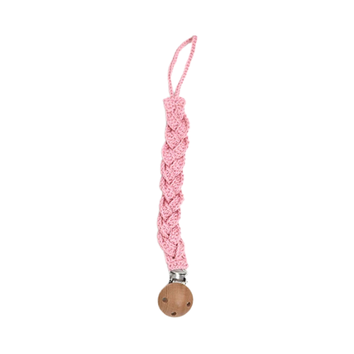 Crocheted Pacifier Clip Pink