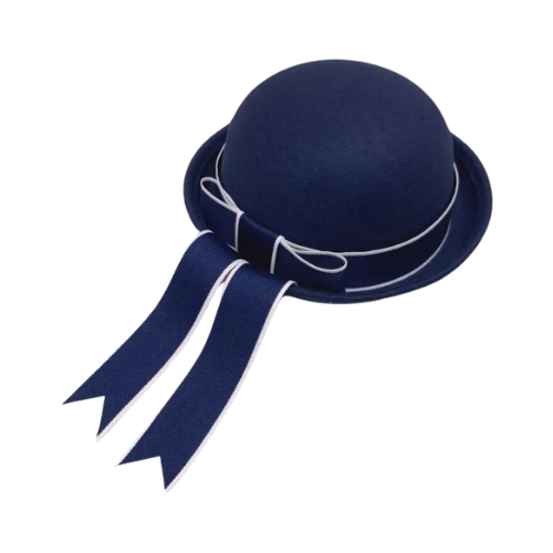 Childrens Hat Navy with Navy & White Bow