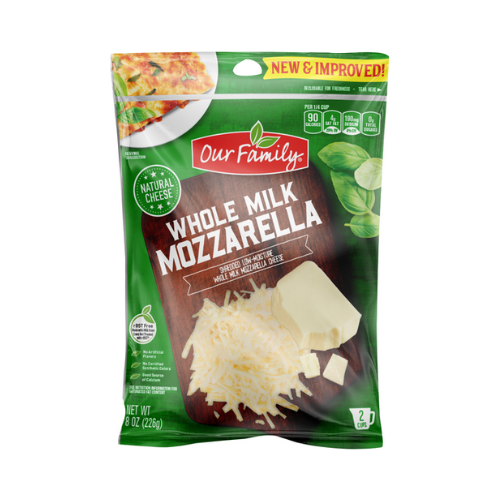 Our Family Whole  Milk Mozzarella Shredded Cheese 8oz