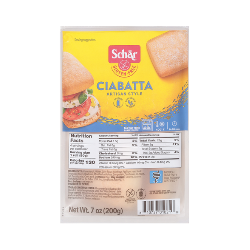 Schar Gluten Free Ciabatta Artisan Bread Roll 4ct