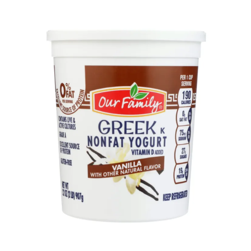 Our Family Non-Fat Vanilla Greek Yogurt 32oz