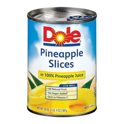 Dole Pineapple Slices In 100% Juice 20oz