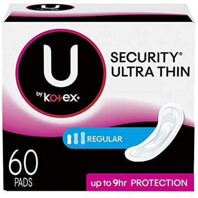 Kotex Security Ultra Thin Pads, Regular, Unscented 60ct