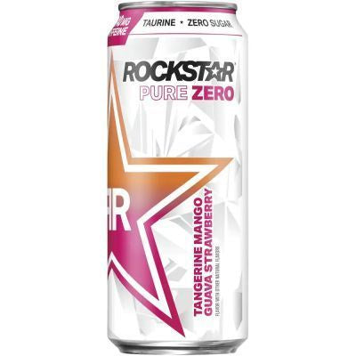 Rockstar Pure Zero Tangerine Guava Mango Strawberry Energy Drink Can 16oz