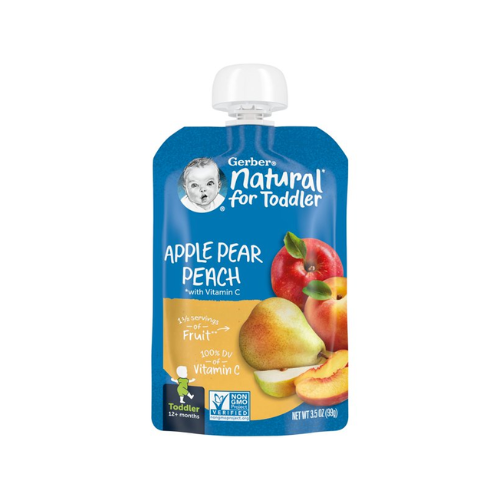 Gerber Apple Pear Peach Baby Food Pouch 3.5oz