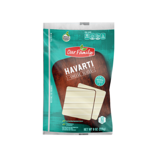 Our Family Havarti Natural Slices Cheese 8 oz