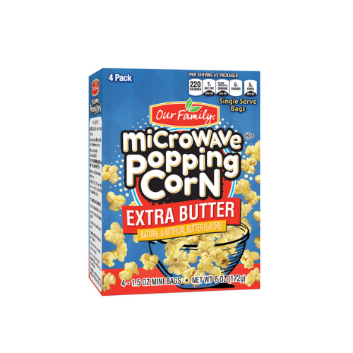 Our Family Microwave Popcorn Extra Butter 4ct