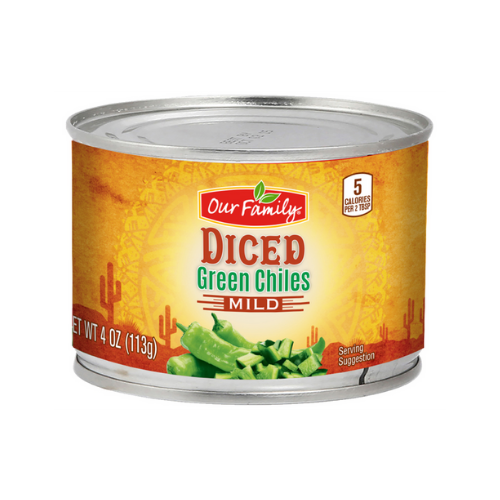 Our Family Mild Diced Green Chiles 4 oz