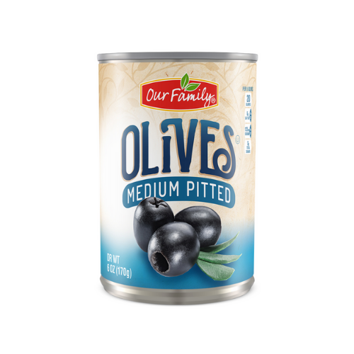 Our Family Ripe Pitted Black Olives Medium 6 oz