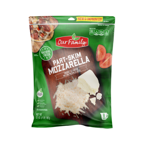 Our Family Natural Shredded Low- Moisture Part-Skim Mozzarella Cheese 32oz