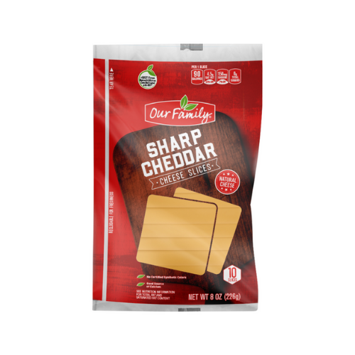 Our Family Sharp Cheddar Sliced Cheese 8 oz