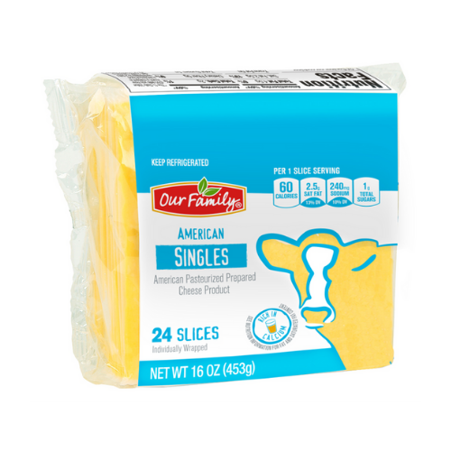 Our Family Singles American Pasteurized Prepared Cheese Products 24 Slices