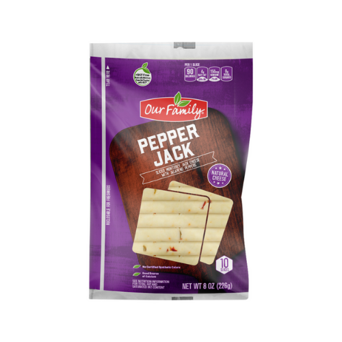 Our Family Natural Pepper Jack Sliced Cheese  10 slices 8oz