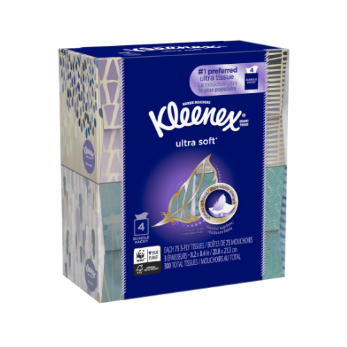 Kleenex Ultra Soft Facial Tissues Square Box 4pk