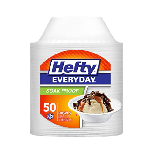 Hefty Everyday Soak-Proof Foam Bowls, 12 Ounce, 50 Count