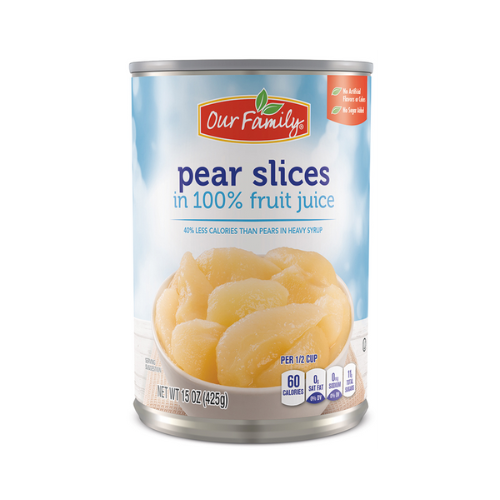 Our Family Sliced Lite Barlett Pears in Juice 15 oz