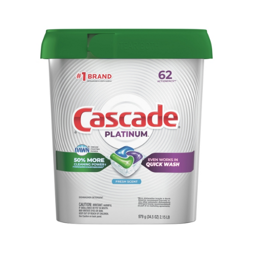 Cascade Platinum ActionPacs Dishwasher Detergent Fresh Scent 62 Ct