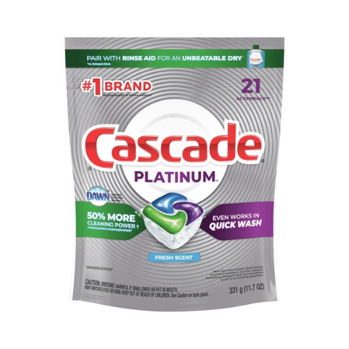 Cascade Platinum ActionPacs Dishwasher Detergent, Fresh Scent, 21 Ct