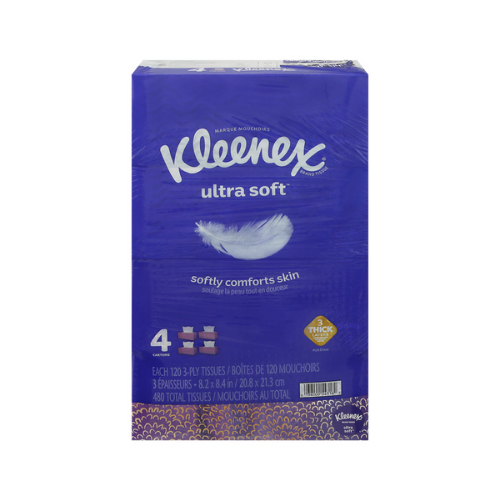 Kleenex Ultra Soft 3 ply Tissue Rectangle Box 4 pk