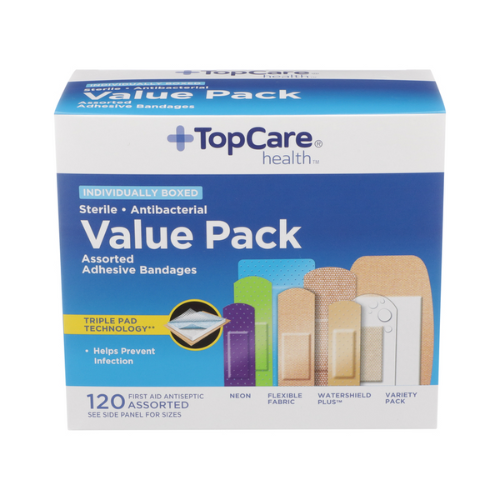 Top Care Value Pack Bandages 120 Assorted Sizes