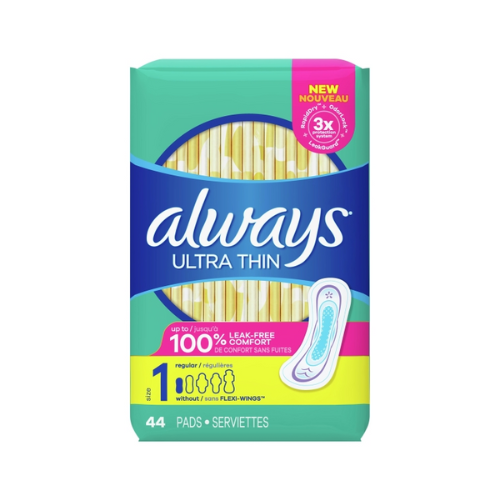 Always ultra Thin Regular Pads without Flex Wings 44 ct