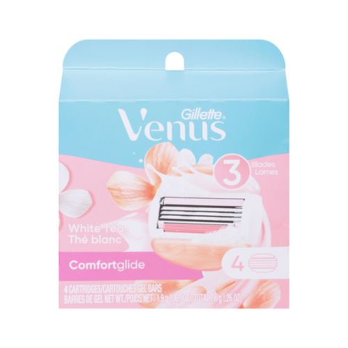 Gillette Venus Comfortglide White Tea Refill Razor Blade Cartridges 4 ct