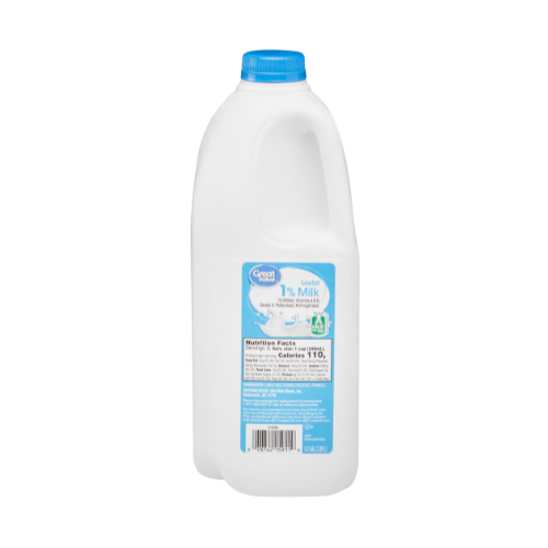 Great Value Grade A 1% Low Fat Milk Half Gallon