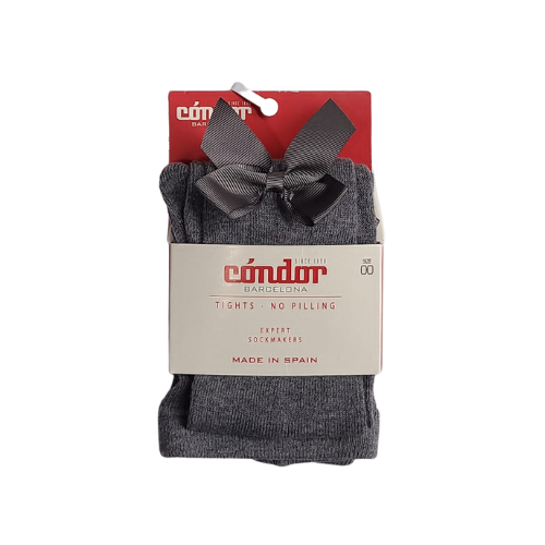 Condor Barcelona Grey Bow Tights Size 00 ( 3 - 6 mths)