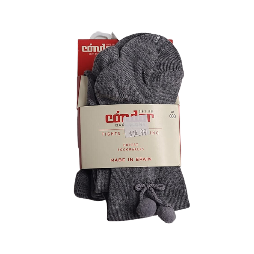 Condor Barcelona Grey Pom Pom Tights Size 000 ( 0-3 mths)