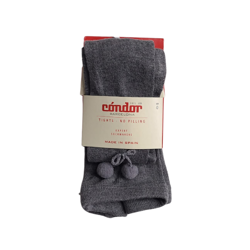 Condor Barcelona Grey Pom Pom Tights Size 0 ( 6-12 mths)