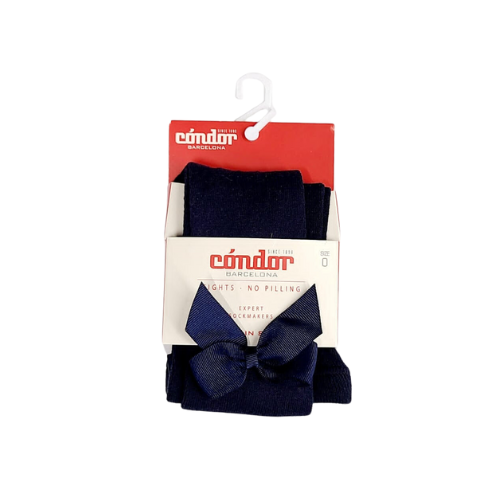 Condor Barcelona Navy Blue Bow Tights Size 0 ( 6 -12 mths )