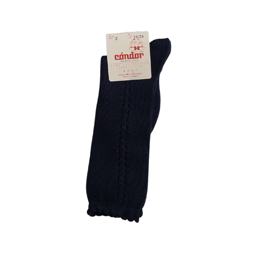 Condor Barcelona Navy Crochet Cotton Knee Socks Size 2 (18/24mths)