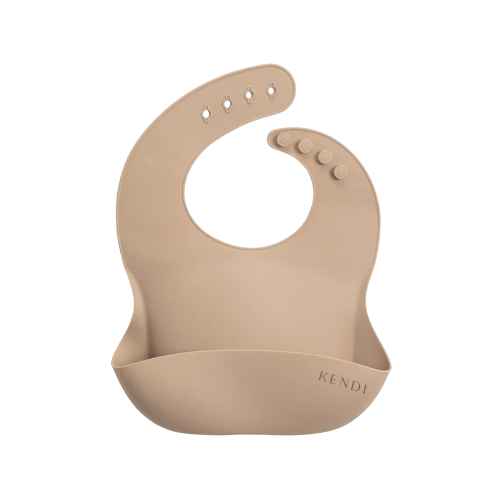 Colored Organics Baby Silicone Bucket Bib Warm Taupe