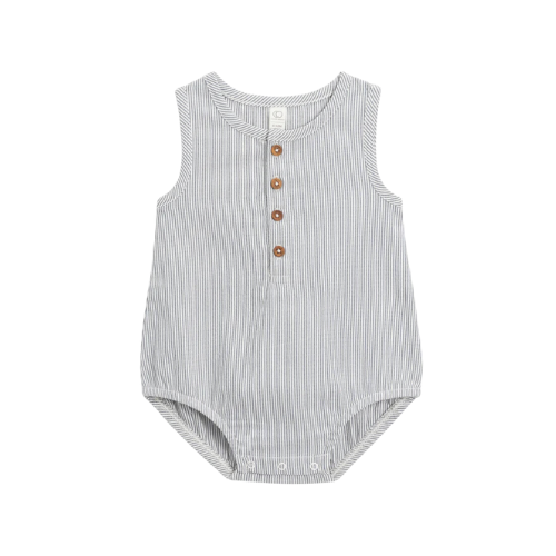 Colored Organics Baby Wren Seersucker Bubble Romper - Shore Stripe | 6-12M