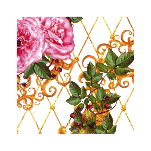 Manor Road Golden Curls & Floral Cocktail Napkins 20pk