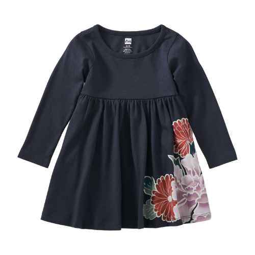 Tea Indigo Long Sleeve Twirl Baby Dress 18-24M