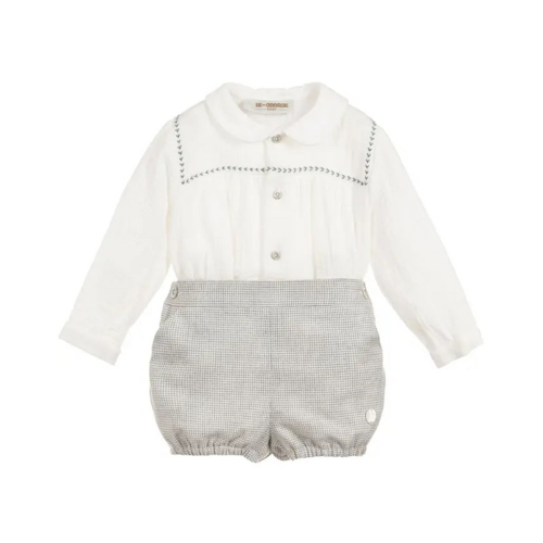 Linen 2-Piece Set w/ Smocking Lattice 18-24m