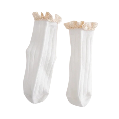 Short Lace Ruffle Sock White Medium