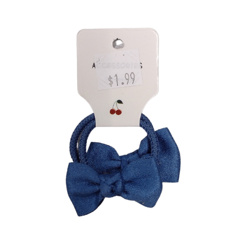 Toddler Solid Blue Scrunchie Bow 2ct