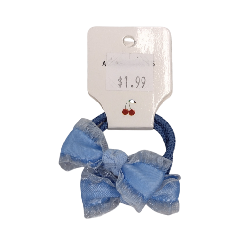 Toddler Blue Mesh Scrunchie Bow 2ct