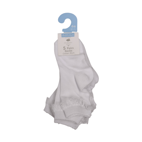 Short Socks White 24-36M 5-Ct