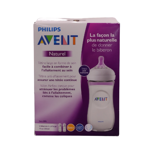 Phillips AVENT Natural Baby Bottle 2 Wide-Neck Bottles 11oz