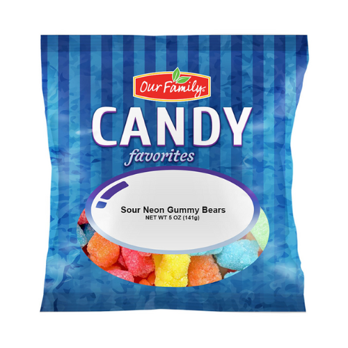 Our Family Candy Gummi Sour Neon Bear 6oz