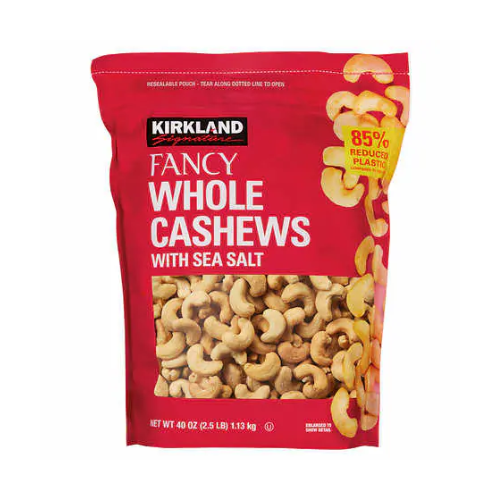 Kirkland Whole Fancy Cashews with Sea Salt 40oz