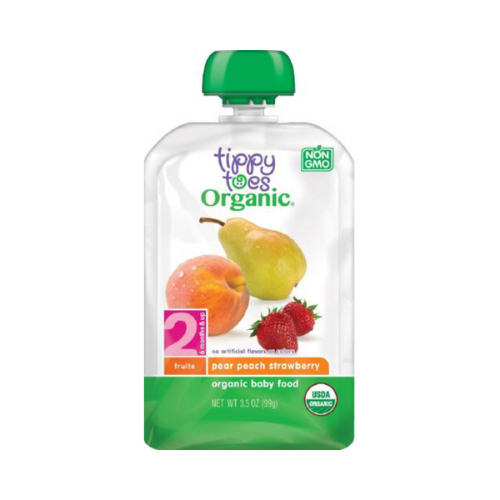 Tippy Toes Baby Food Pouch Pear Peach Strawberry 3.5oz