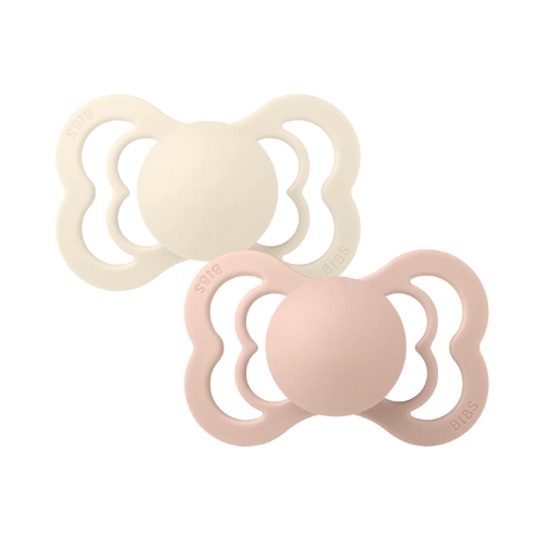 BIBS Pacifier Supreme Symmetrical 2 Pack Ivory/Blush Size 2